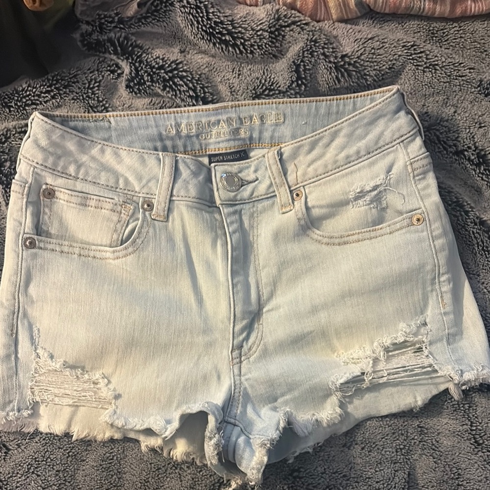 American Eagle Outfitters Blue Jean Shorts Distressed Design